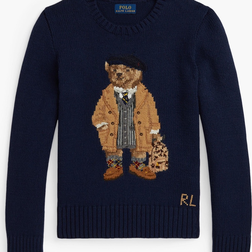 Polo by Ralph Lauren Dark Blue Sweater with Bear Motif